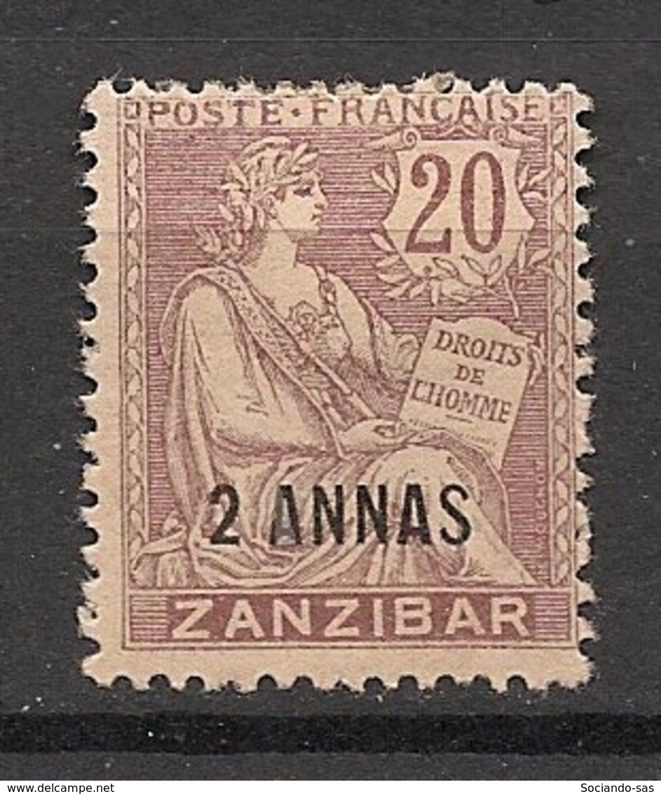 Zanzibar - 1902 - N°Yv. 50 - Type Mouchon 2 Annas Sur 20c Brun - Neuf * / MH VF - Unused Stamps