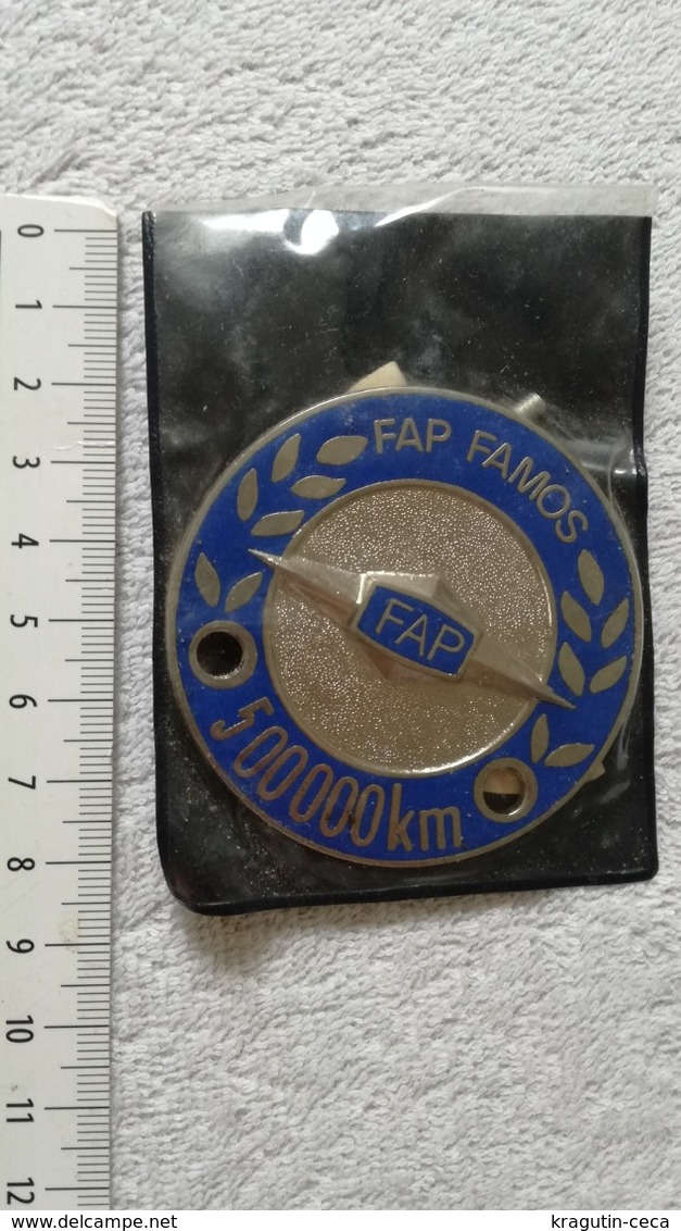 FAP FAMOS 500 000 Km Mileage Yugoslavia Truck Cooler Name Tag Plate Emblem Badge Sign Logo Insignia Serbia Production - Trucks