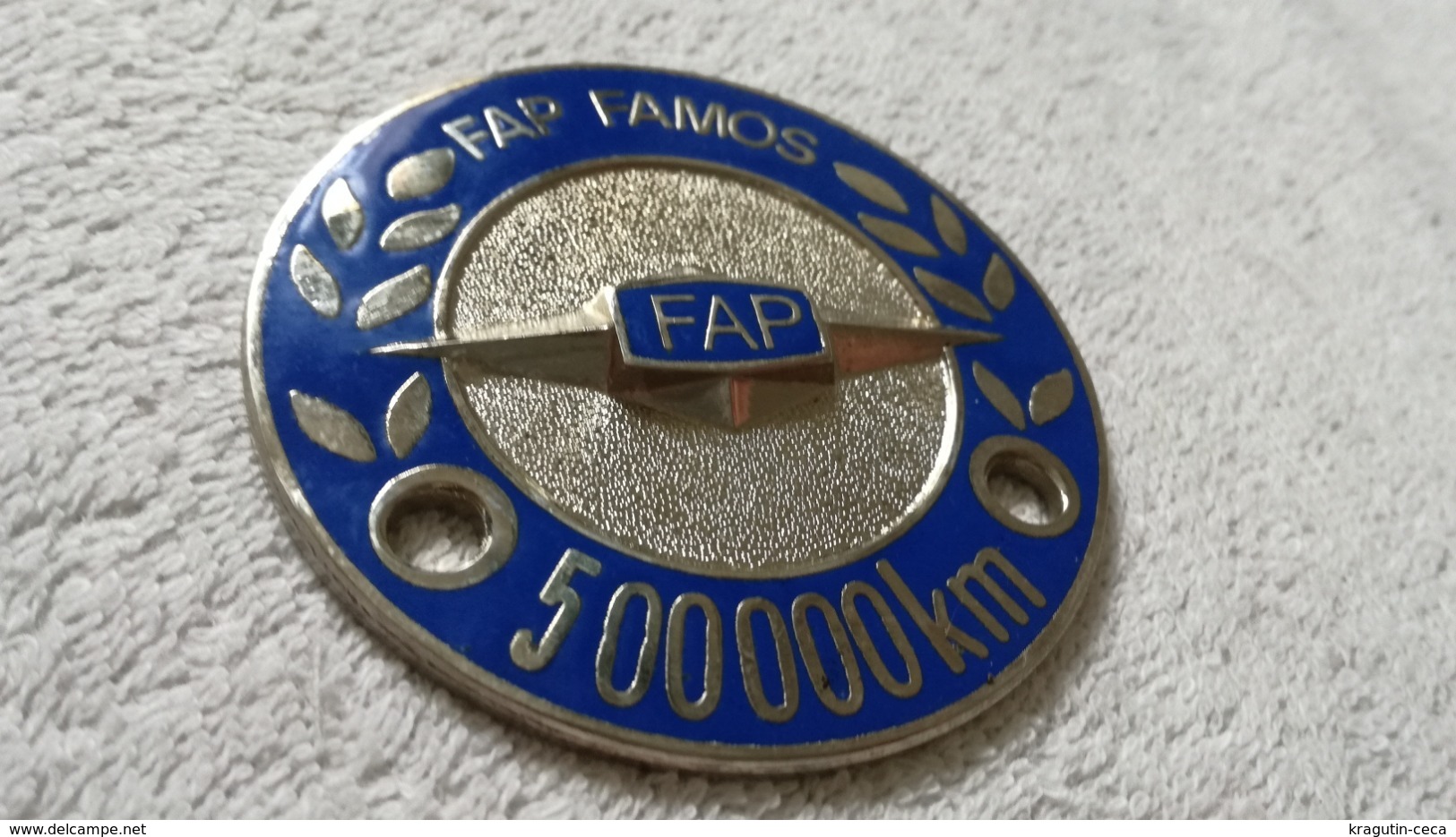 FAP FAMOS 500 000 km mileage Yugoslavia truck cooler name tag plate emblem badge sign logo insignia Serbia production