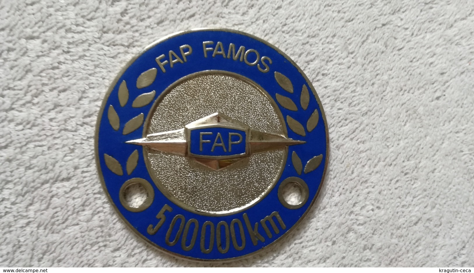 FAP FAMOS 500 000 km mileage Yugoslavia truck cooler name tag plate emblem badge sign logo insignia Serbia production