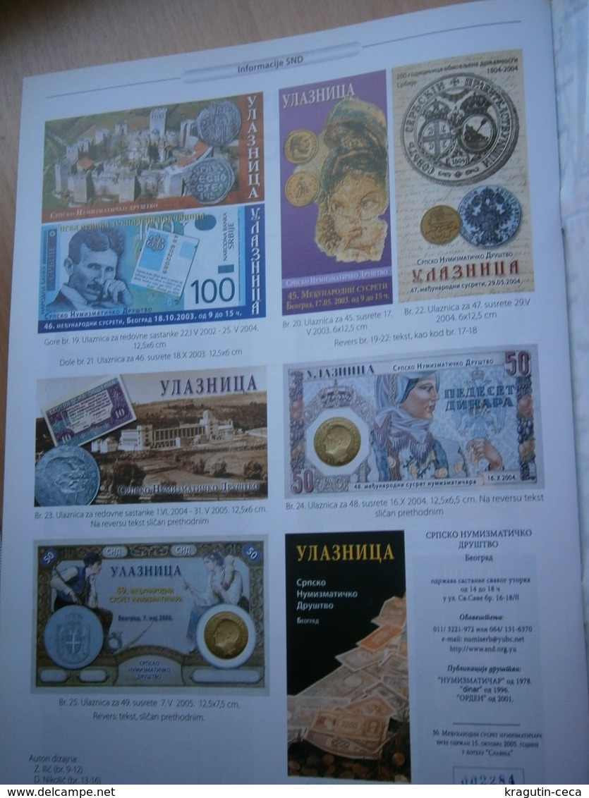 2005 DINAR Serbia Coin Numismatic magazine Yugoslavia medal order ROMAN HELMET antique roman banknote money