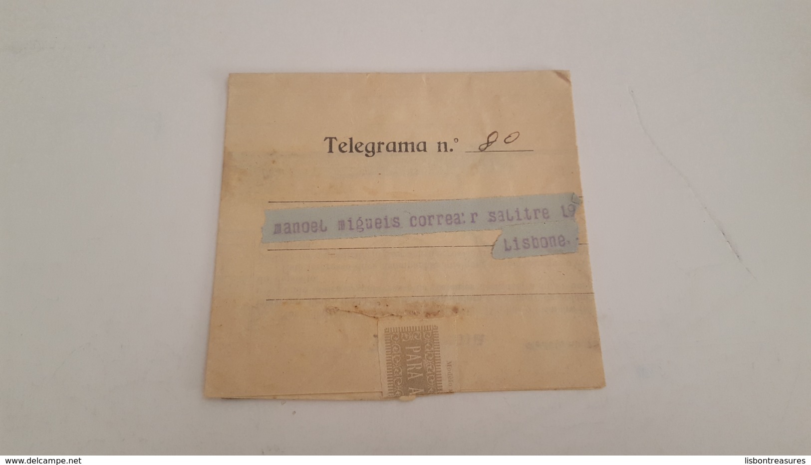 ANTIQUE PORTUGAL CIRCULATED TELEGRAMA TO FRANCE PARIS 1920 - Briefe U. Dokumente