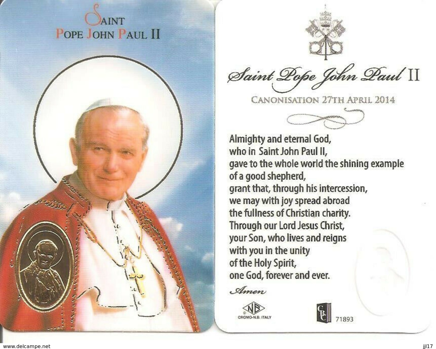 Carte Du Pape Jean-Paul II Avec Médaille - Personnages