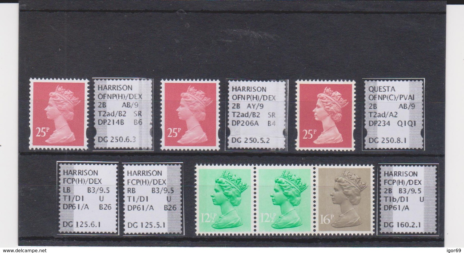 #19 GB Specialised Selection Of Machin Stamps - Machins