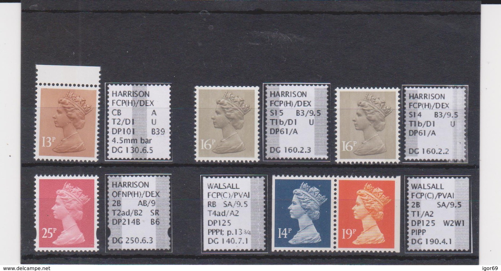 #18 GB Specialised Selection Of Machin Stamps - Machin-Ausgaben