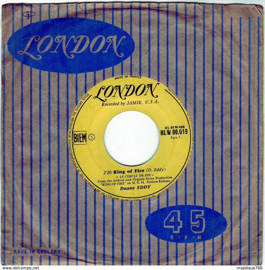 Duane Eddy - Ring Of Fire - Bobbie - London HLW 80.019 - 1961 - Strumentali