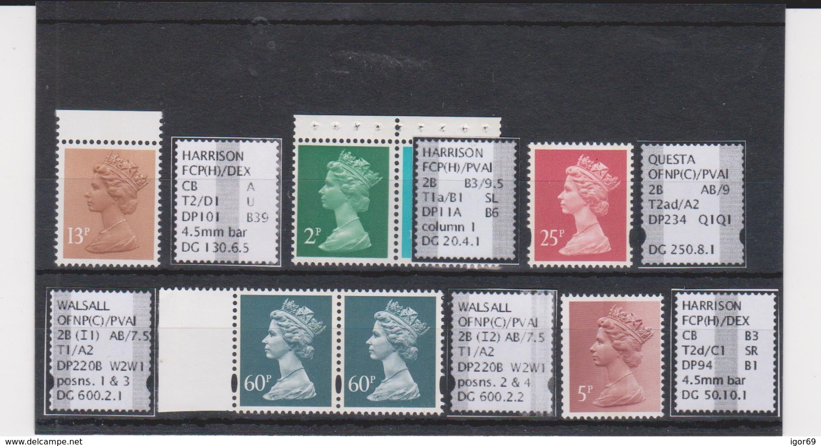 #29 GB Specialised Selection Of Machin Stamps - Machin-Ausgaben