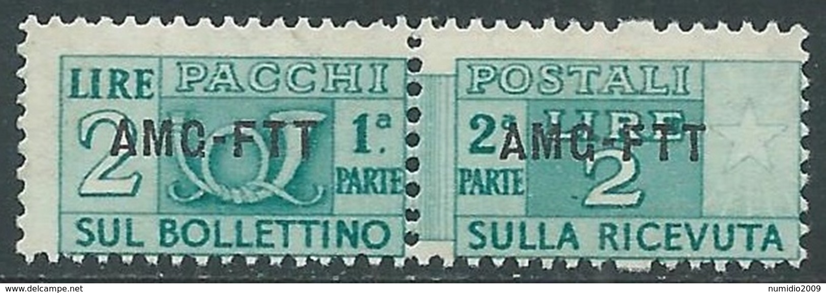 1949-53 TRIESTE A PACCHI POSTALI 2 LIRE MNH ** - UR38-6 - Paketmarken/Konzessionen