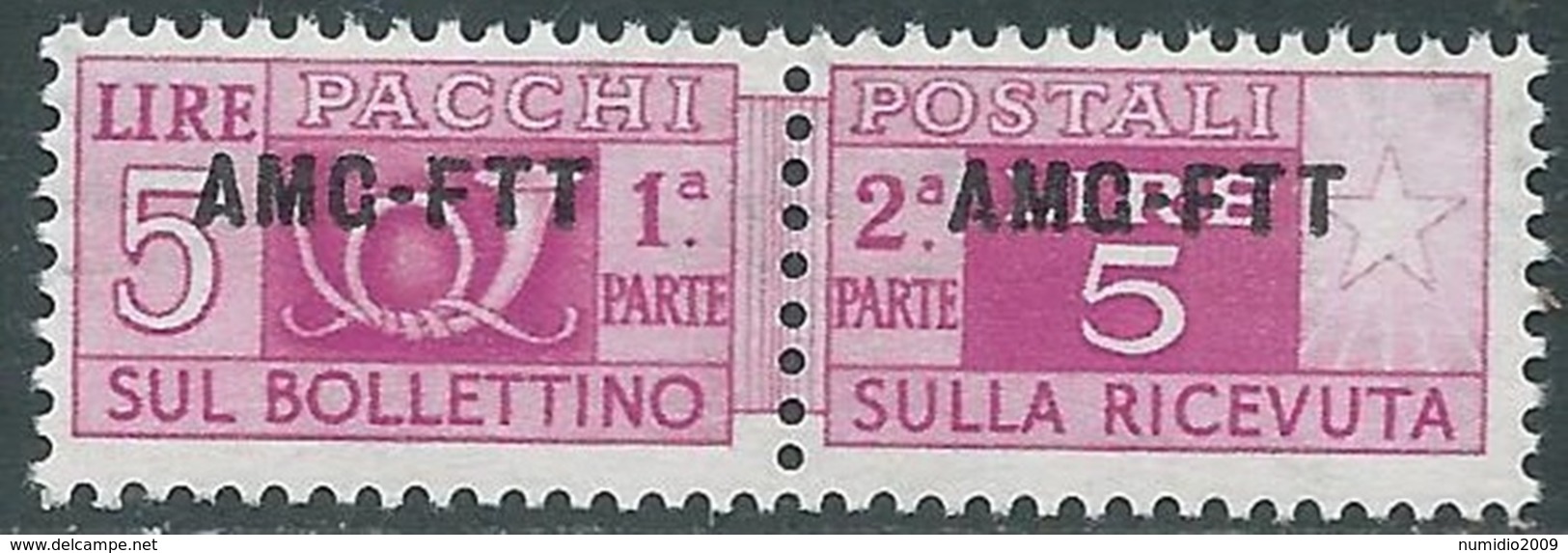 1949-53 TRIESTE A PACCHI POSTALI 5 LIRE MNH ** - UR38-7 - Colis Postaux/concession