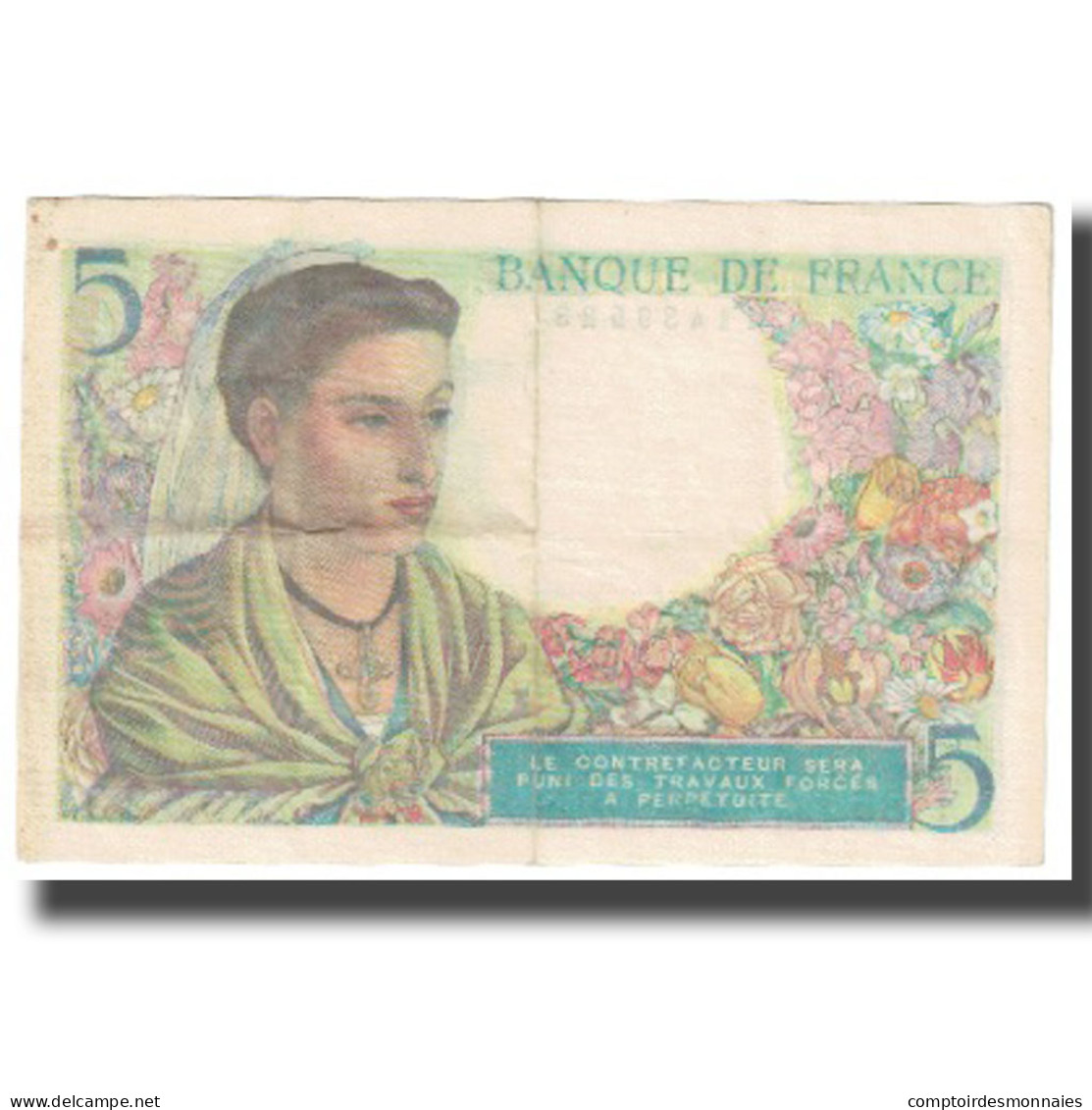 France, 5 Francs, Berger, 1943, 1943-11-25, SUP, Fayette:5.4, KM:98a - 5 F 1943-1947 ''Berger''