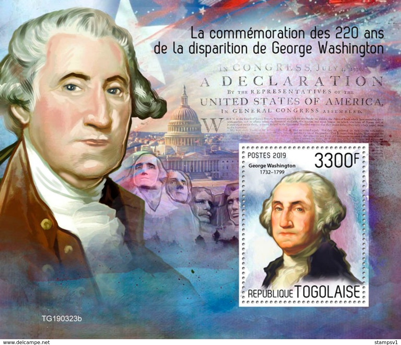 Togo. 2019  220th Memorial Anniversary Of George Washington. (0323b)  OFFICIAL ISSUE - George Washington