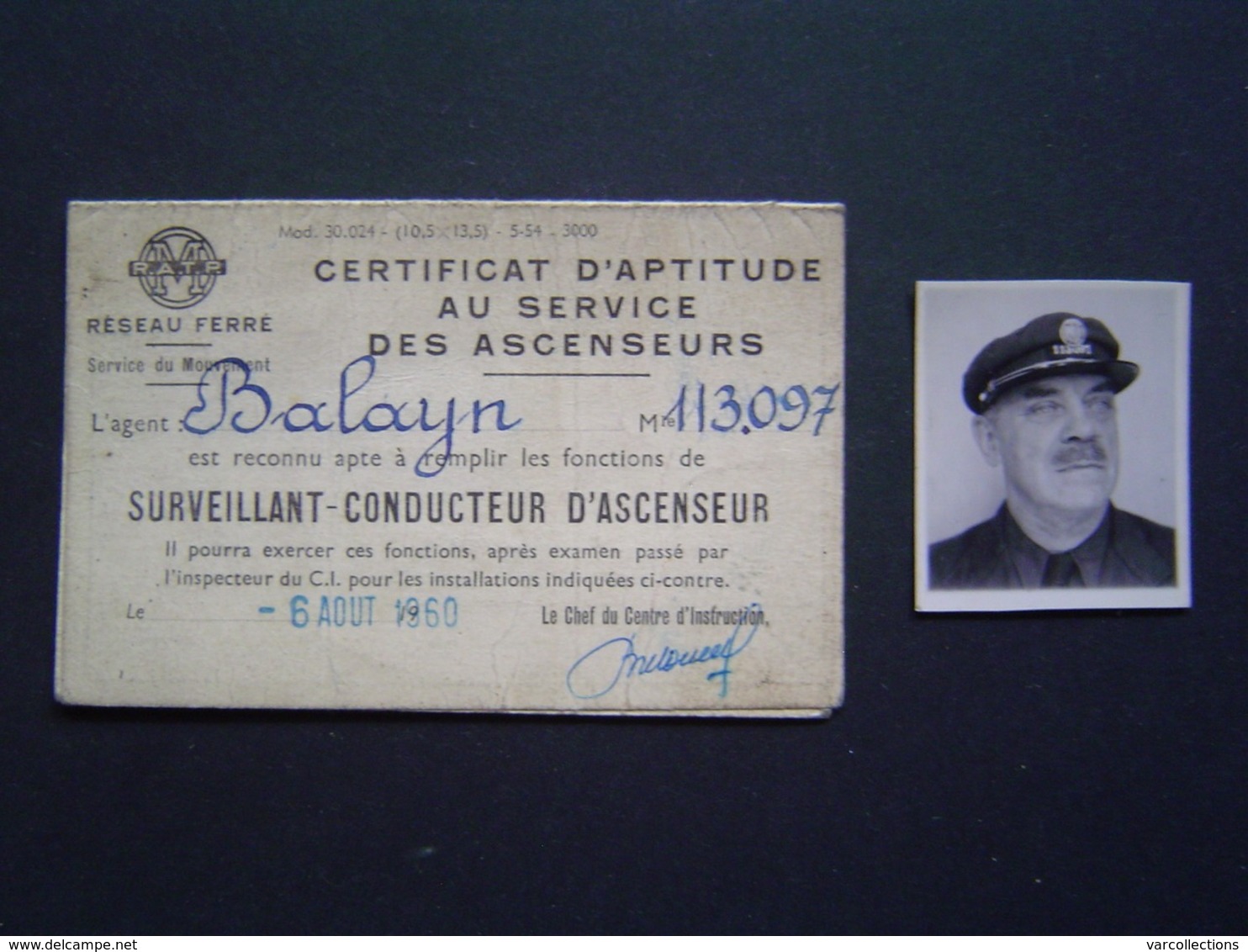 CARTE + PHOTO Ancienne : RATP - METRO / CONDUCTEUR ASCENSEUR 1960 - Andere & Zonder Classificatie