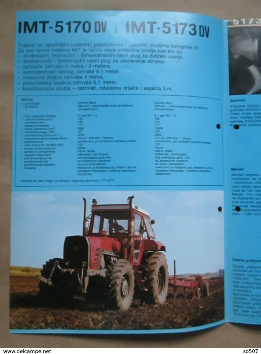 IMT 5170 / 5173 Tractor Brochure,Prospect,Traktor,Industry Of Agricultural Machines,Tractors,Belgrade,Yugoslavia - Tracteurs