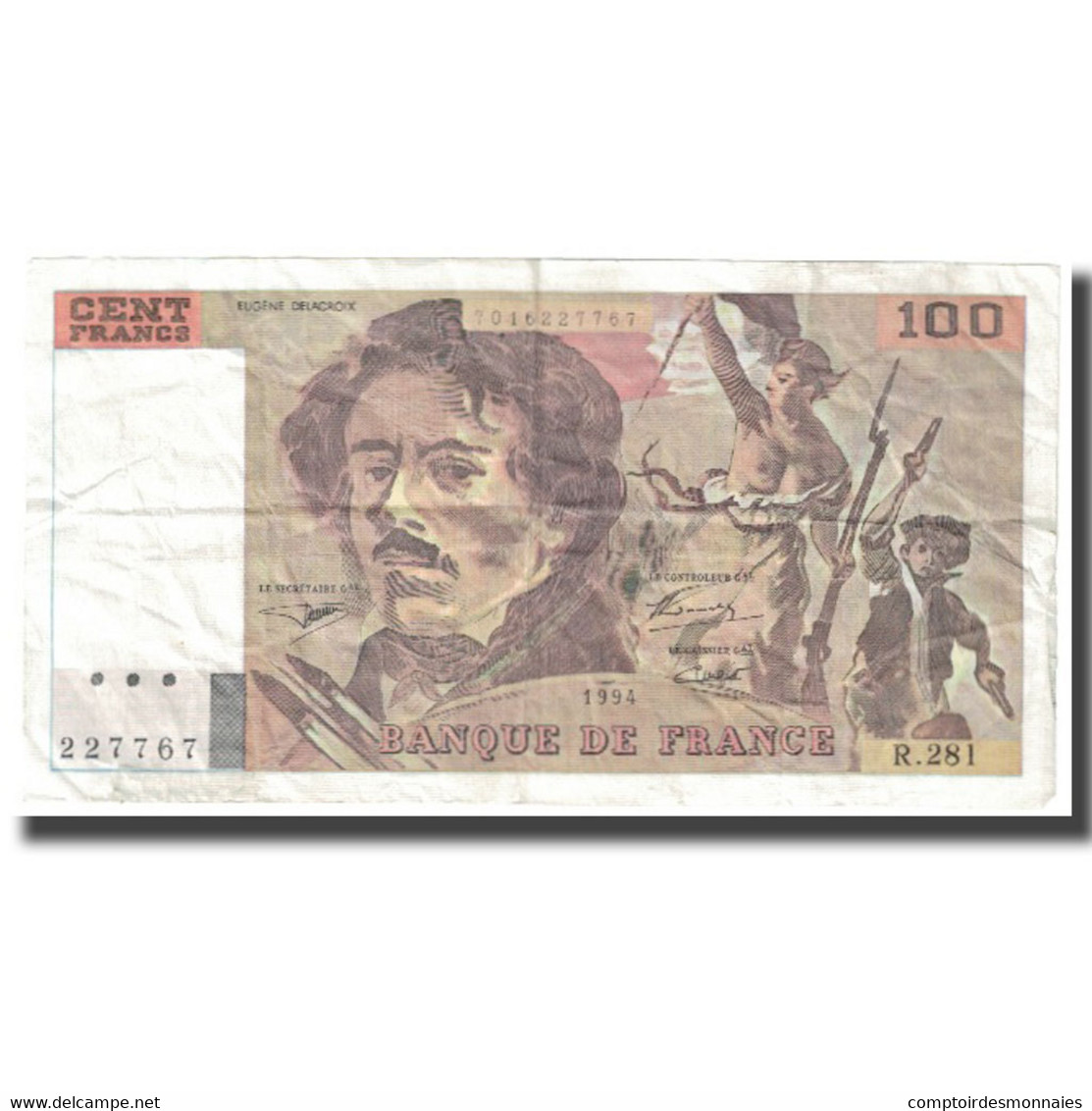 France, 100 Francs, 1994, TB, Fayette:69ter.2c, KM:154h - 100 F 1978-1995 ''Delacroix''