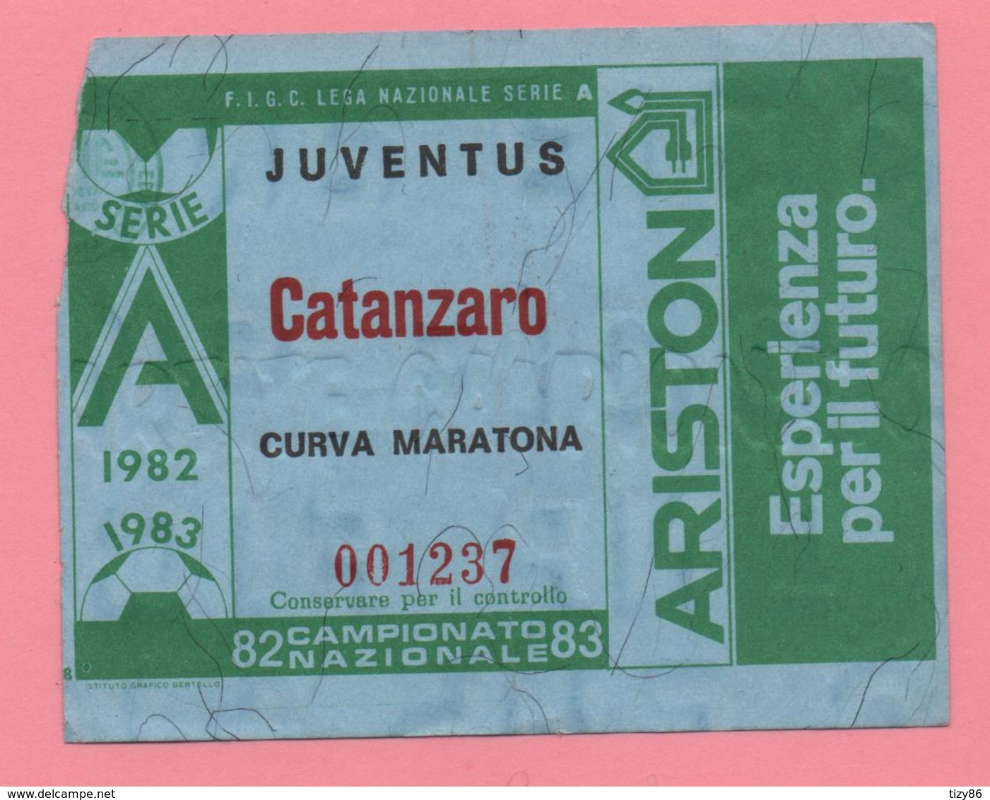 Biglietto D'ingresso Stadio Juventus Catanzaro  Campionato 1982/83 - Biglietti D'ingresso