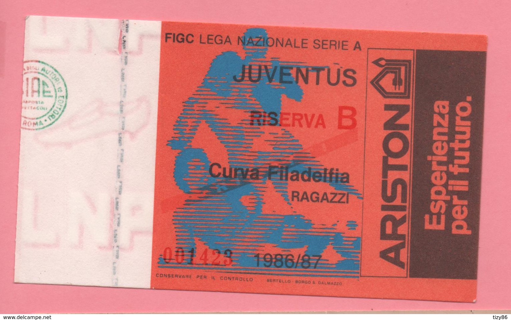 Biglietto D'ingresso Stadio Juventus Riserva B  1986/87 - Toegangskaarten