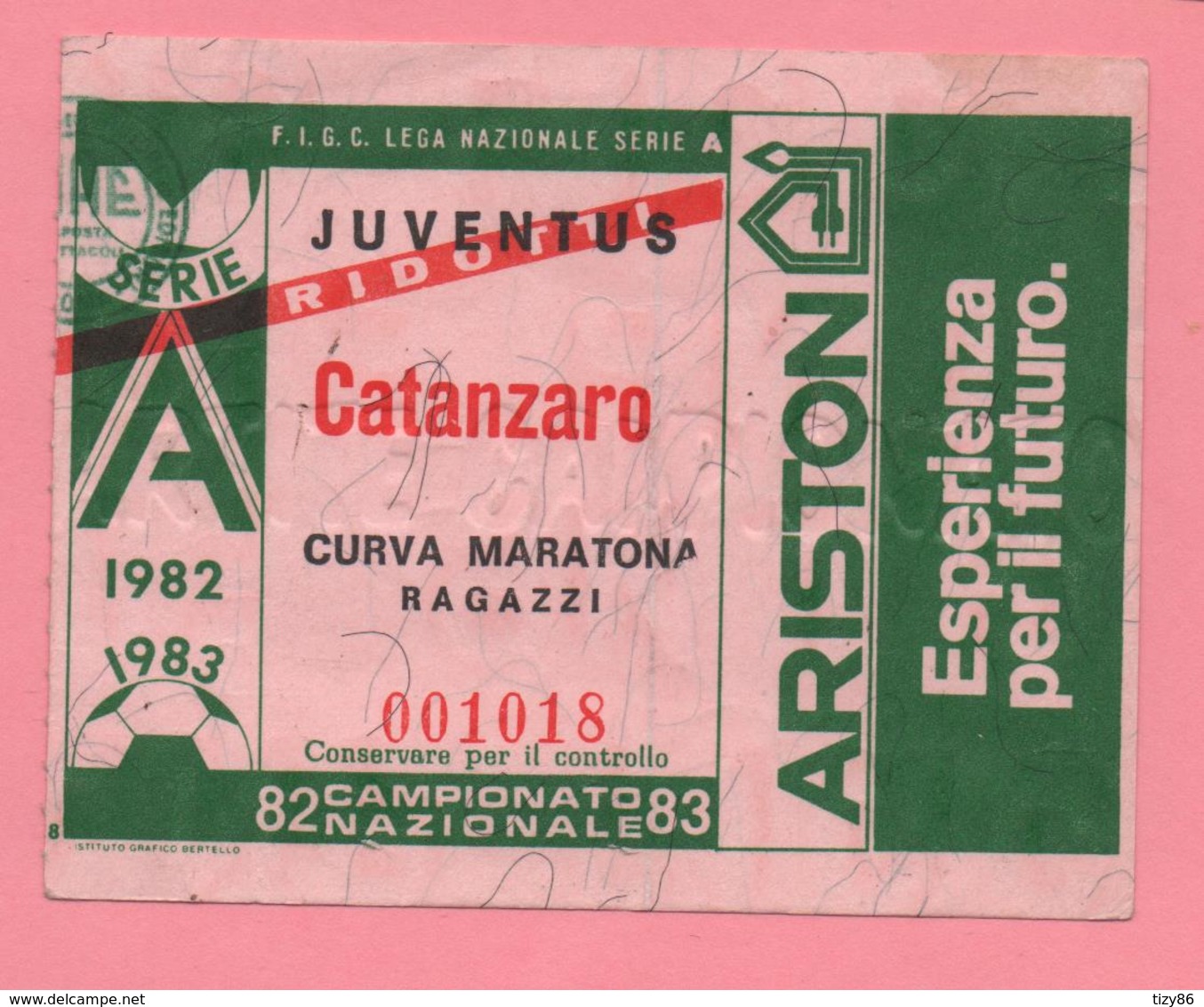 Biglietto D'ingresso Stadio Juventus Catanzaro 1982/83 - Tickets - Vouchers