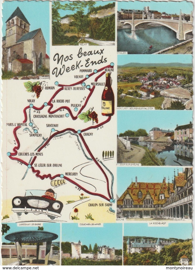 Côte D ' Or :  Carte  Géographique  : Santenay, Chalon, Mercurey, Volnay , Beaune,... - Other & Unclassified