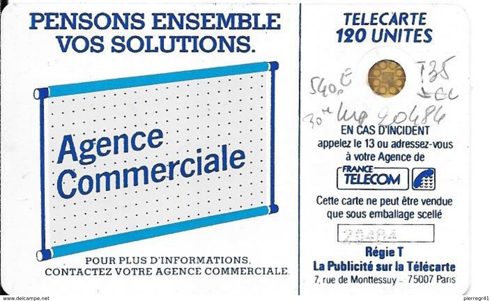 CARTE-PUBLIC-600 AGENCES-Te35.540.E-120U-SC5-ab- Couronne Evidée-5Impact-N°20484 -Utilisé-TBE - - 600 Agences