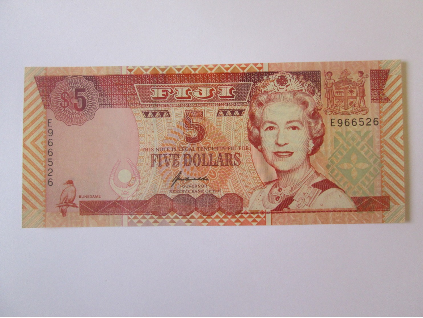 Rare! Fiji 5 Dollars 1995 Banknote UNC - Figi