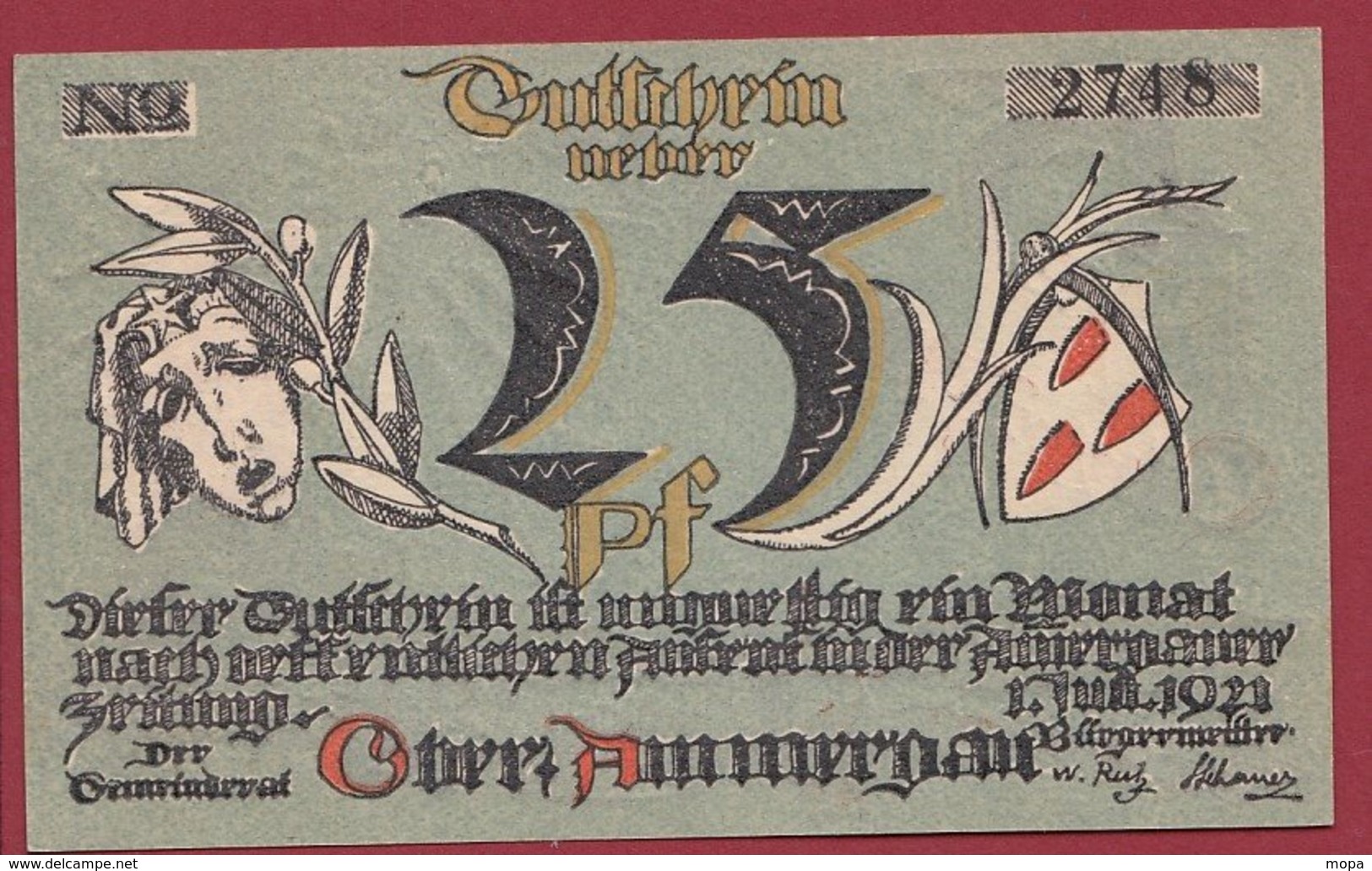 Allemagne 1 Notgeld 25 Pfenning Stadt Oberammergau Dans L 'état N °4648 - Collections