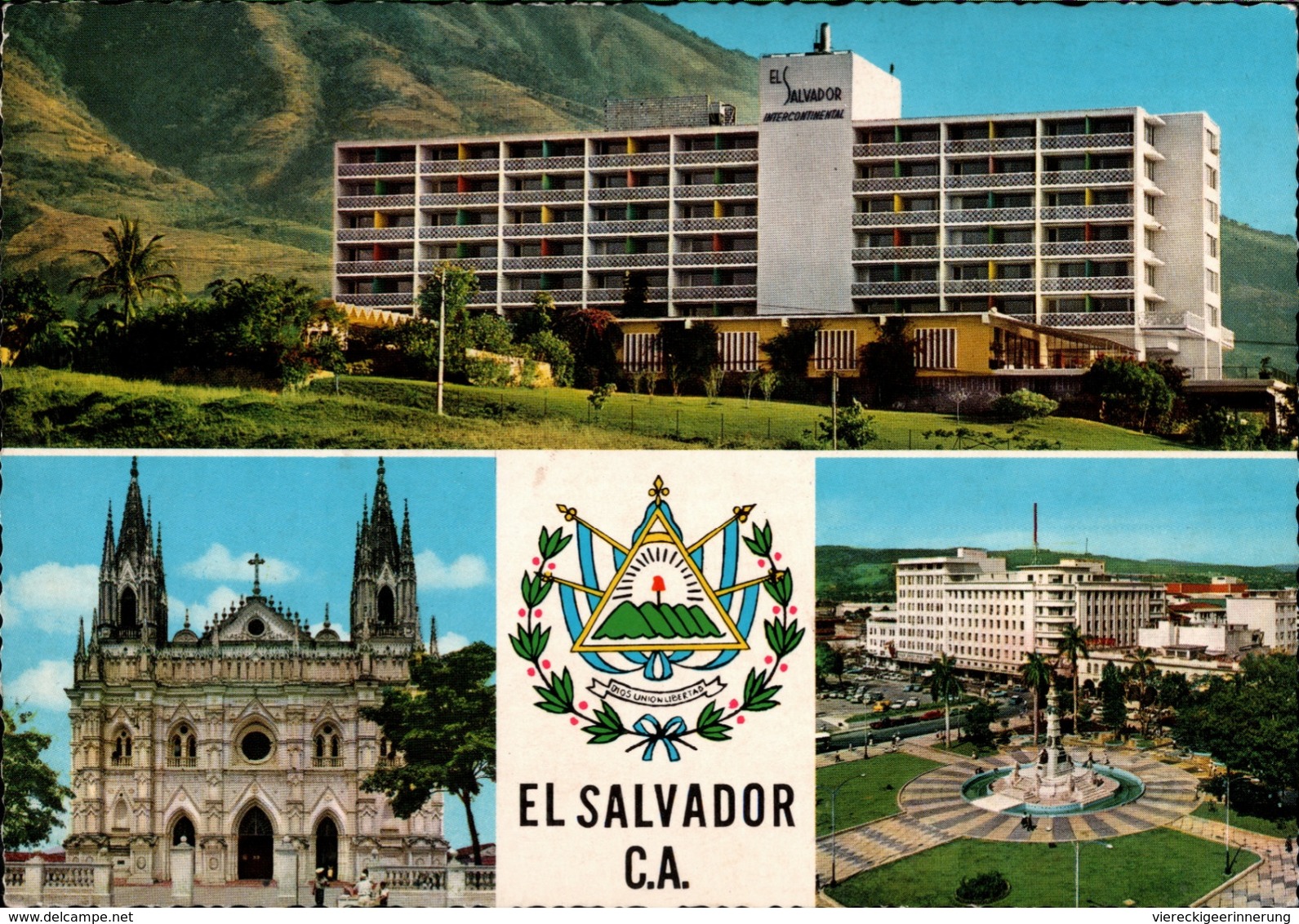 !  1965 Ansichtskarte El Salvador, Hotel, Kirche, Church - Sonstige & Ohne Zuordnung