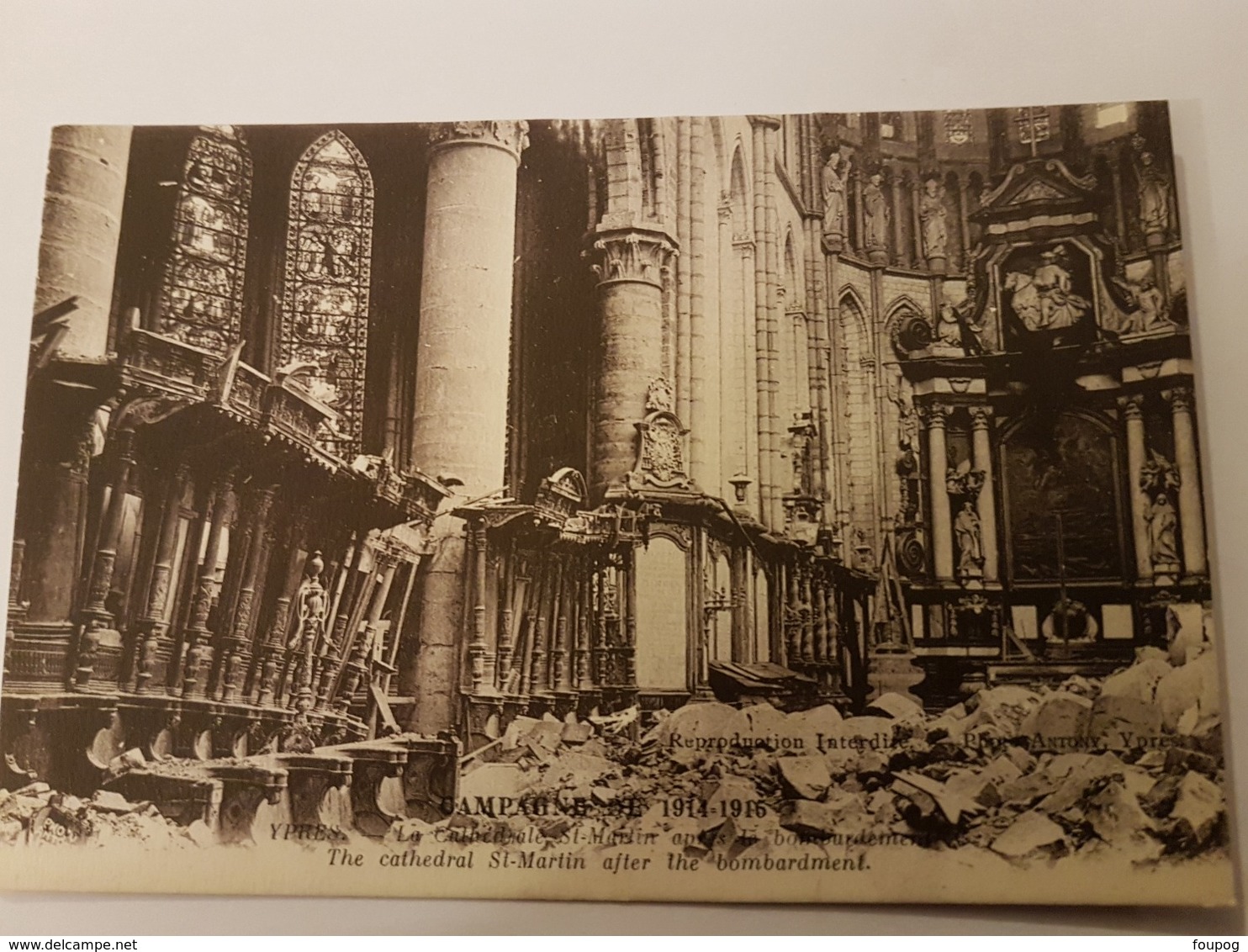 CPA YPRES IEPER CATHEDRALE SAINT MARTIN GUERRE 1914 - Ieper