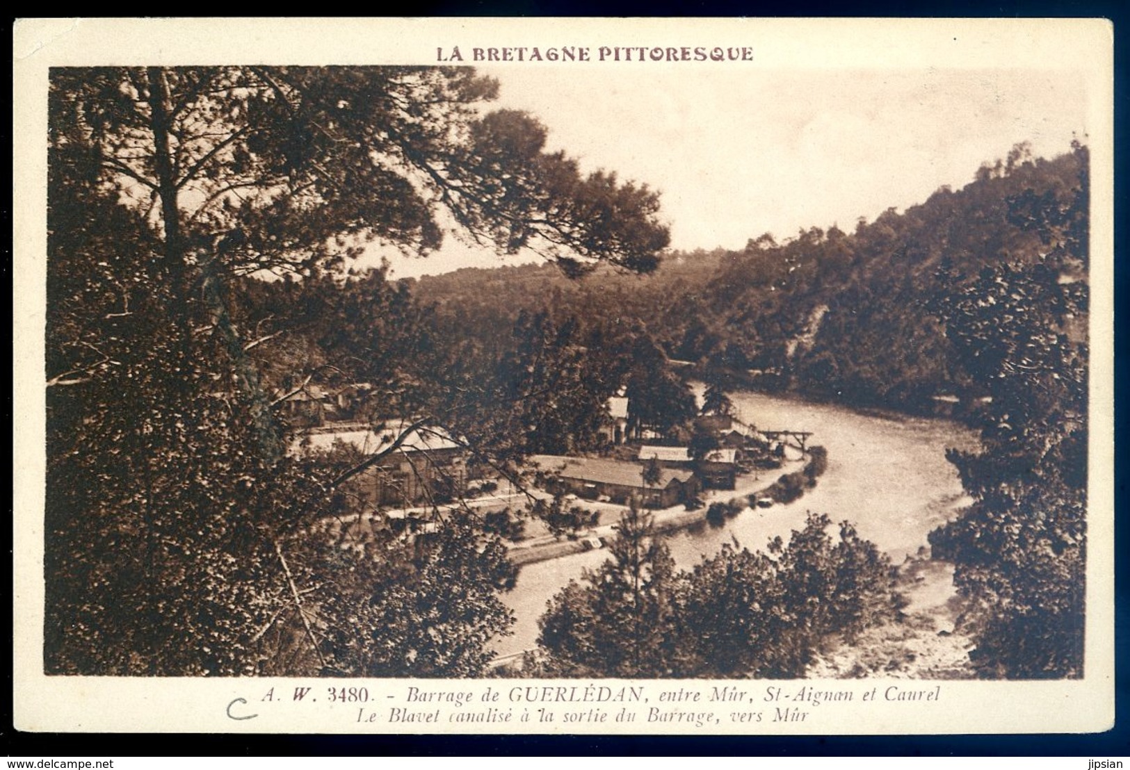 Cpa Du 22 Barrage De Guerlédan Entre Mûr St Aignan Et Caurel Le Blavet Canalisé  LZ23 - Caurel