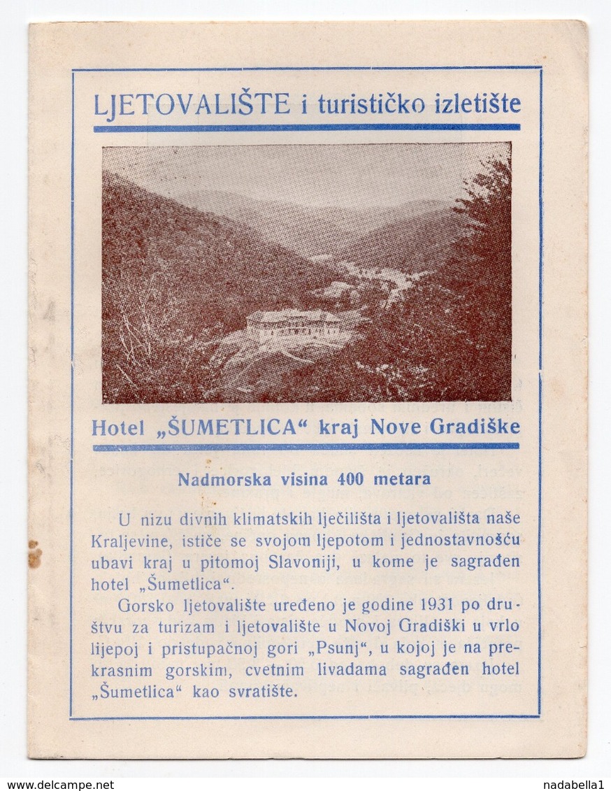 1960s YUGOSLAVIA, CROATIA, NOVA GRADISKA, HOTEL SUMETLICA, HOLIDAY BROCHURE - Tourism Brochures