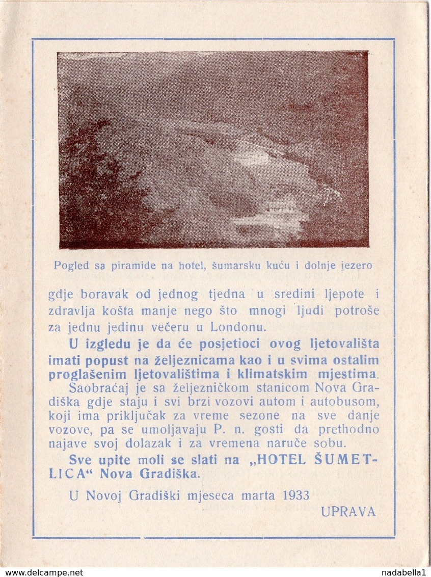 1960s YUGOSLAVIA, CROATIA, NOVA GRADISKA, HOTEL SUMETLICA, HOLIDAY BROCHURE - Tourism Brochures