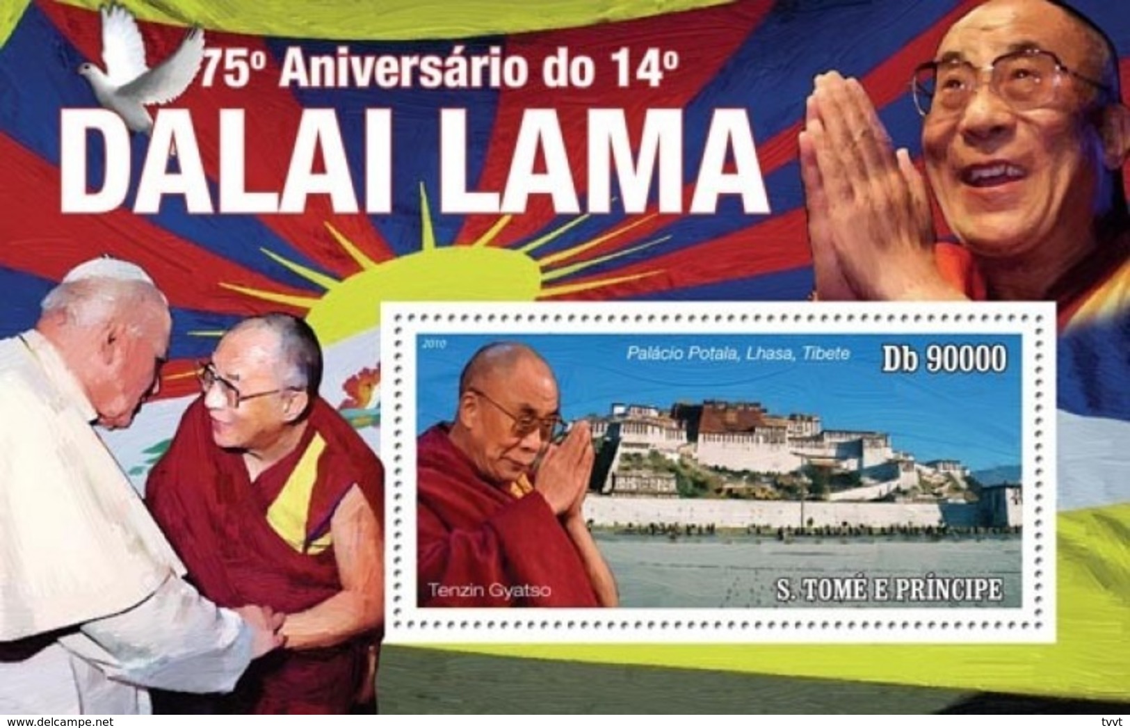 Sao Tome & Principe 2010. [st10406] 75th Anniversary Of Dalai Lama  (s\s) - Autres & Non Classés