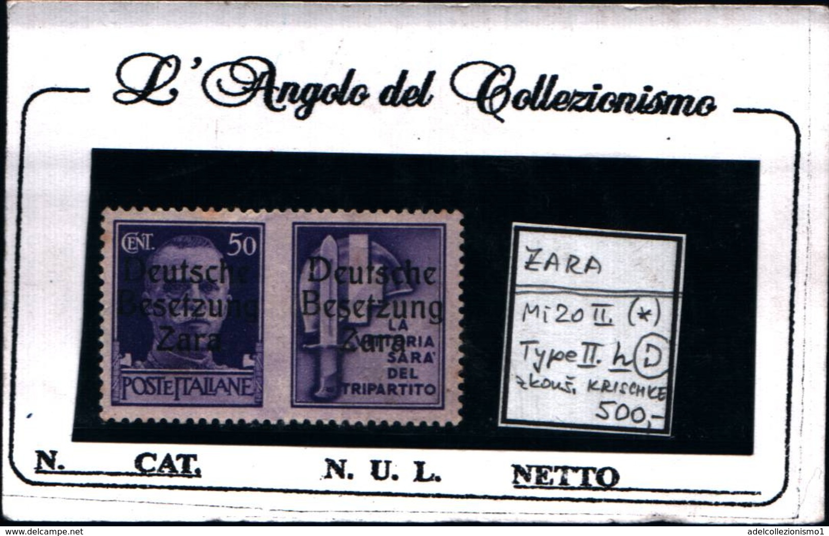 6940B) ITALIA- Zara, 50C. Serie Di Propaganda Sovrastampata - 9 Ottobre 1943-MI 20 II-TYPE II H -FIRMATO SENZA GOMMA - Occ. Allemande: Zara