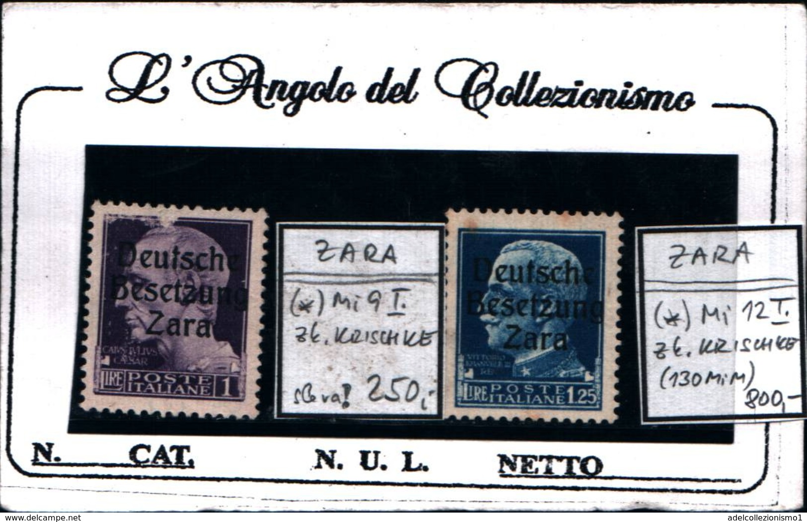 6946B) ITALIA- Zara, 1L.+1.25L. IMPERIALE Sovrastampata - 9 Ottobre 1943-MI 9 I-MI 10 I-FIRMATI-SENZA GOMMA - German Occ.: Zara