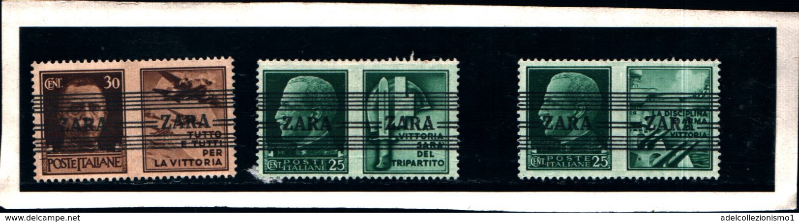 6948B) ITALIA- Zara, Serie Di Propaganda Con Righe Orizzontali - 4 Novembre 1943-3 VALORI - MNH** - Occup. Tedesca: Zara