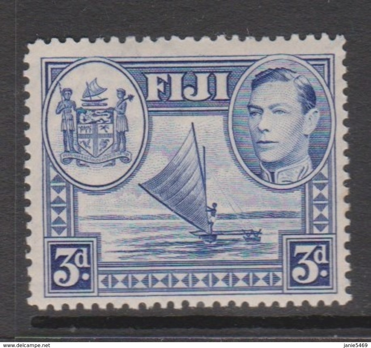 Fiji SG 257 1938-55  King George VI 3d Blue,Mint  Never Hinged - Fiji (1970-...)
