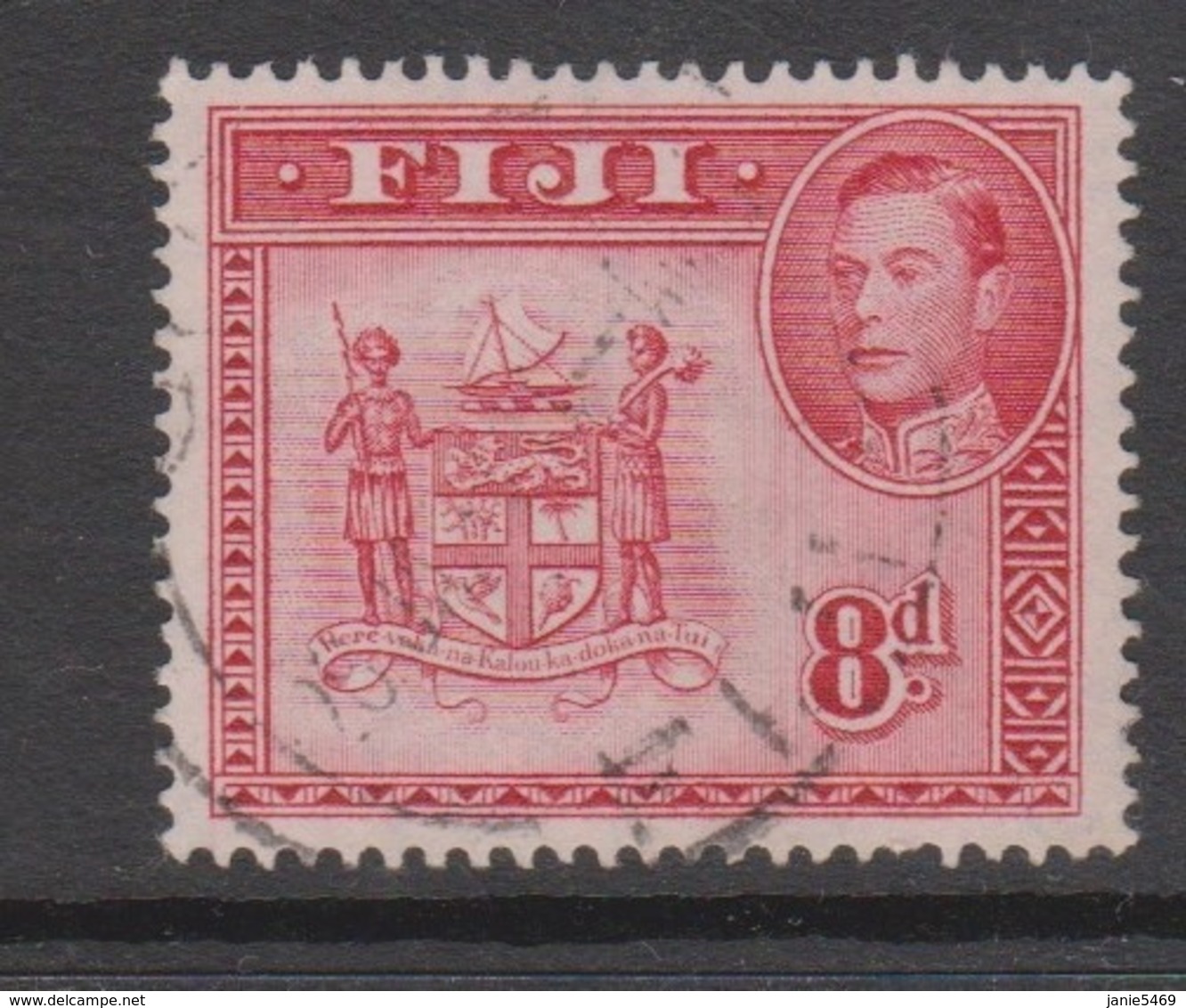 Fiji SG 261c 1938-55  King George VI 8d Carmine,used - Fiji (1970-...)