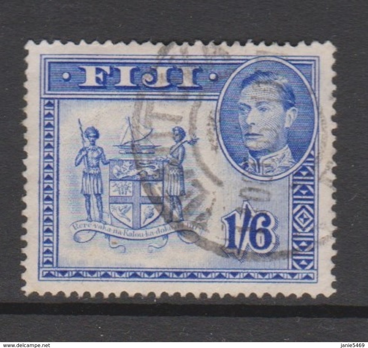 Fiji SG 263a 1938-55  King George VI 1Sh 6d  Blue,used - Fiji (1970-...)