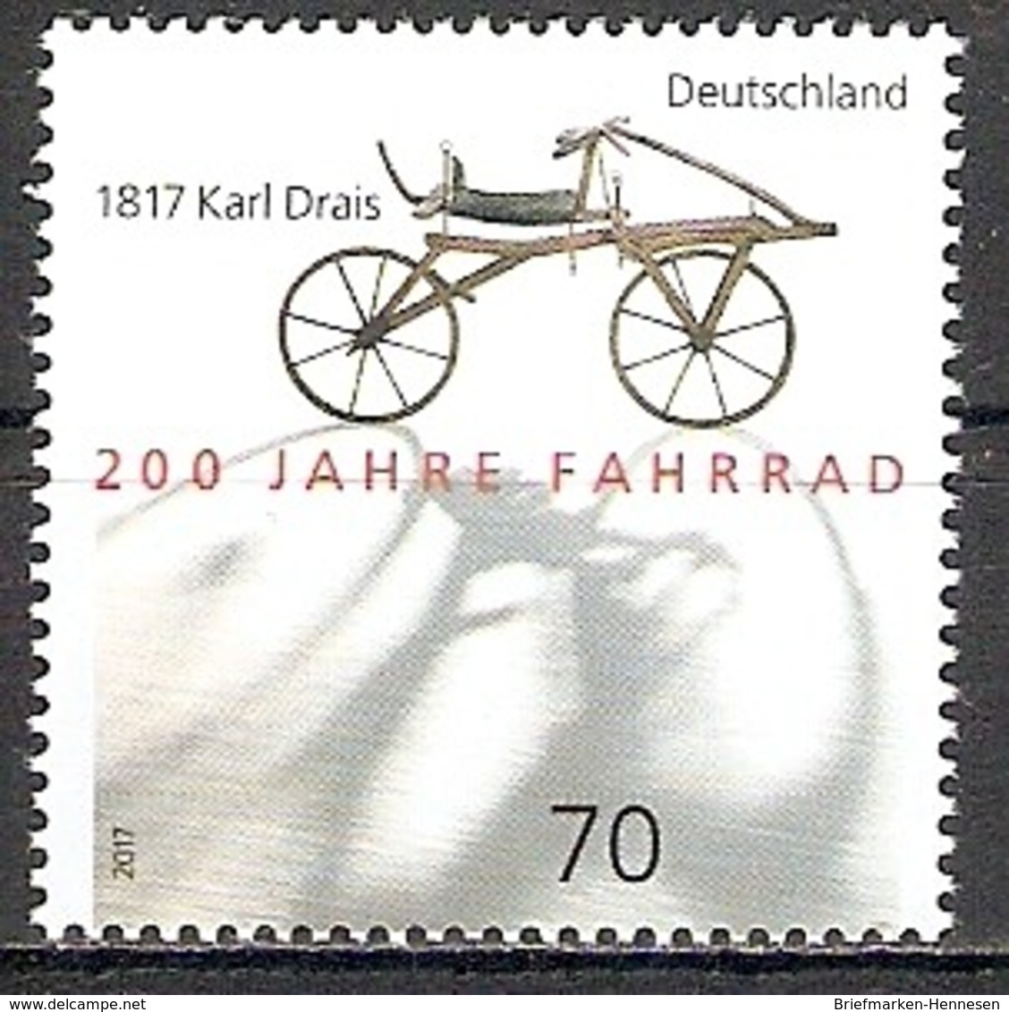 BRD Mi.Nr. 3320 ** 200 Jahre Fahrrad 2017 (2017506) - Nuovi