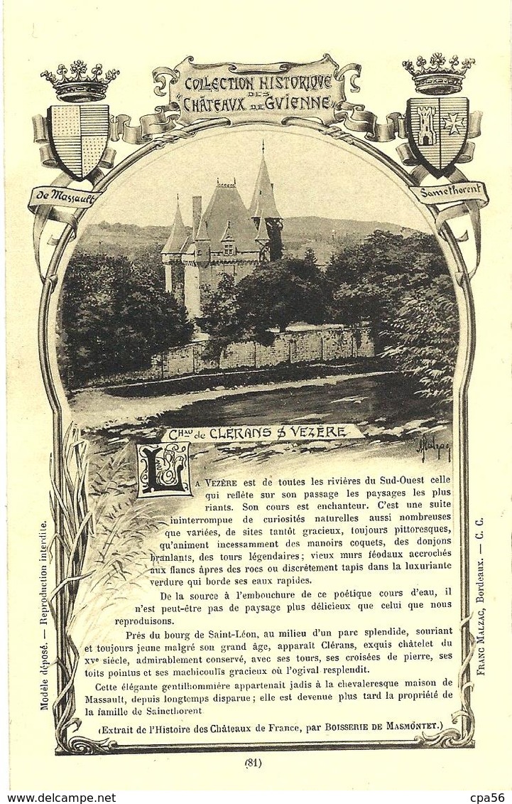 Château De CLERANS Sur Vézère En SAINT-LEON Dordogne - N°81 De La Collection Historique Des Châteaux - Vente Directe - Autres & Non Classés