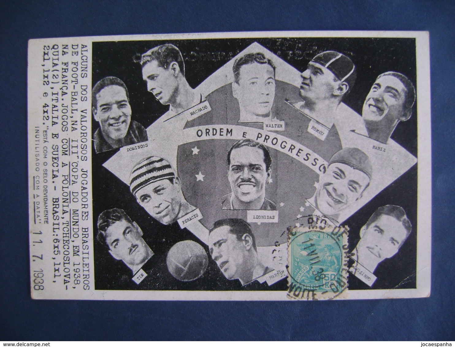 BRAZIL - POST CARD IN WHITE COLOR, SOME PLAYERS OF THE III CUP OF THE 1938 SOCCER WORLD IN FRANCE IN THE STATE - Football