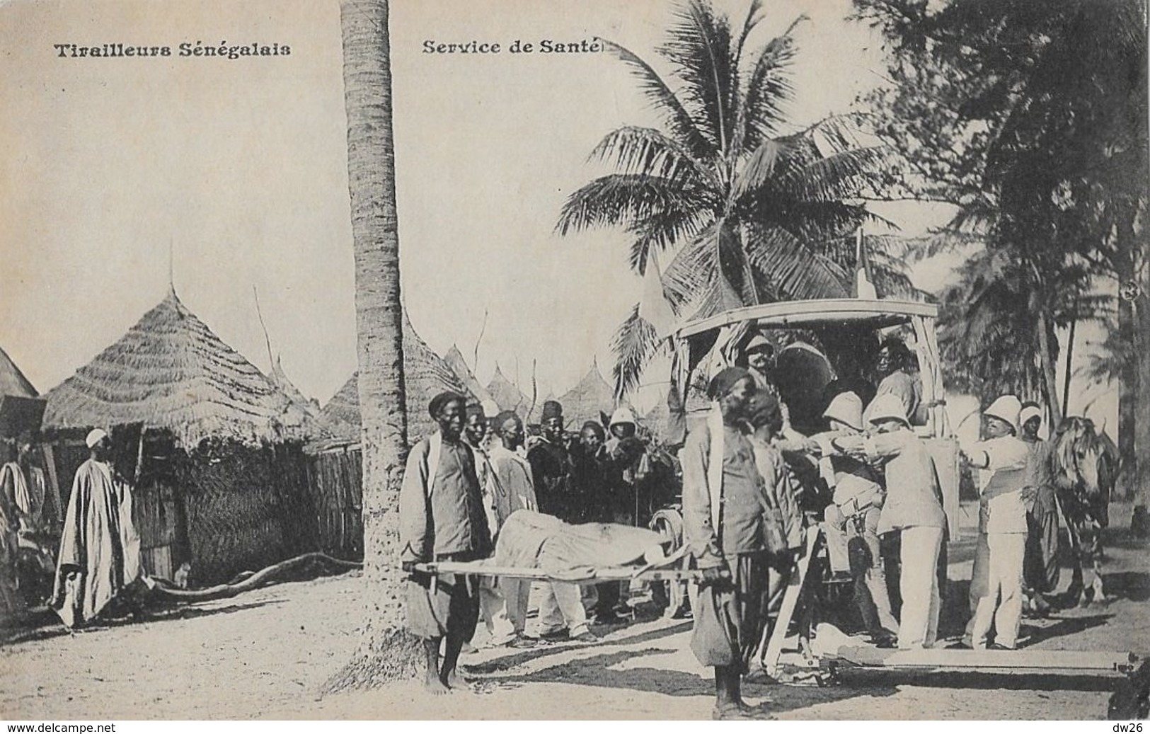 Tirailleurs Sénégalais (Sénégal) - Service De Santé, Transport D'un Blessé - Carte Dos Simple Non Circulée - Senegal