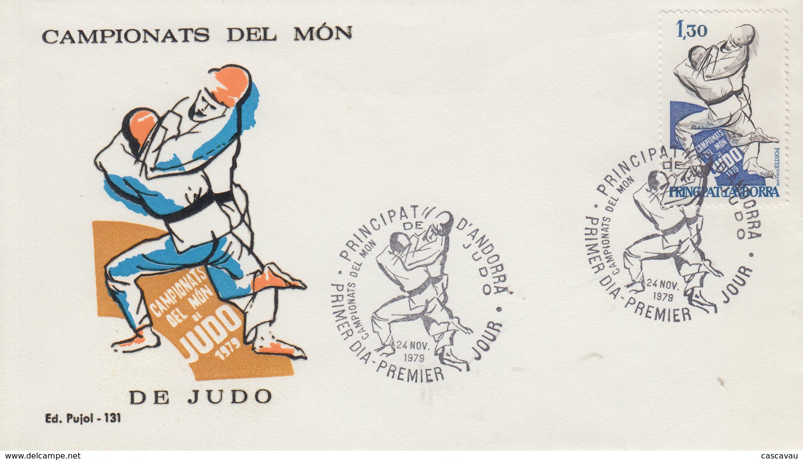 Enveloppe  FDC  1er  Jour   ANDORRE   Championnat  Du  Monde  De  Judo   1979 - Judo