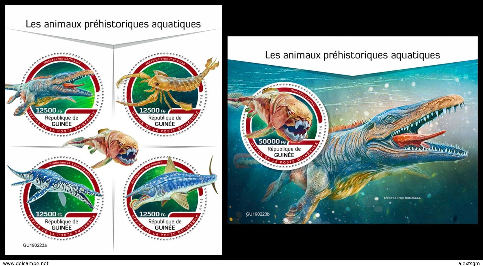 GUINEA 2019 - Water Prehistorics. M/S + S/S. Official Issue [GU190223] - Préhistoriques