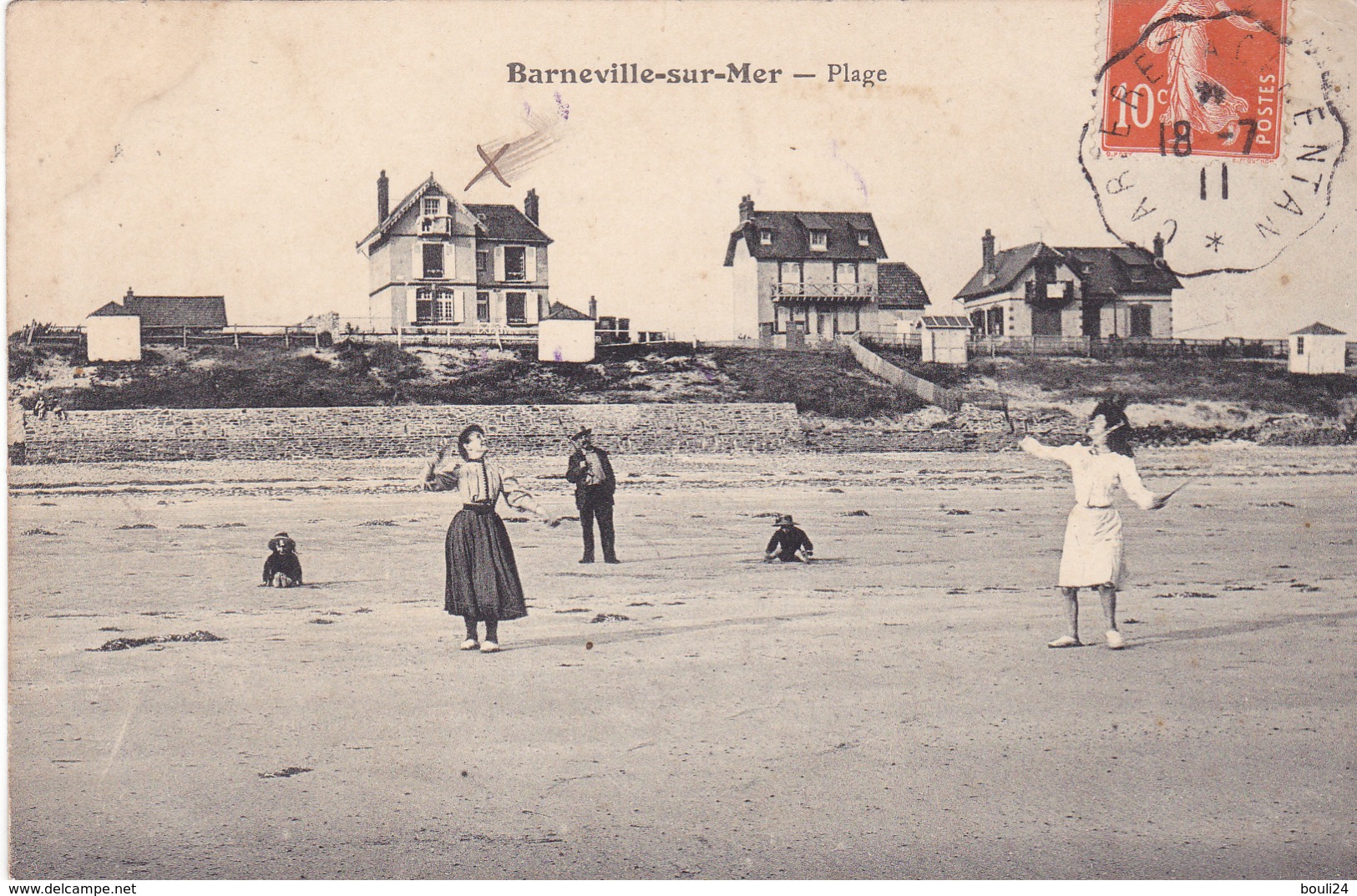 BAC19 - BARNEVILLE SUR MER  PLAGE  ET VILLAS    CPA CIRCULEE - Barneville