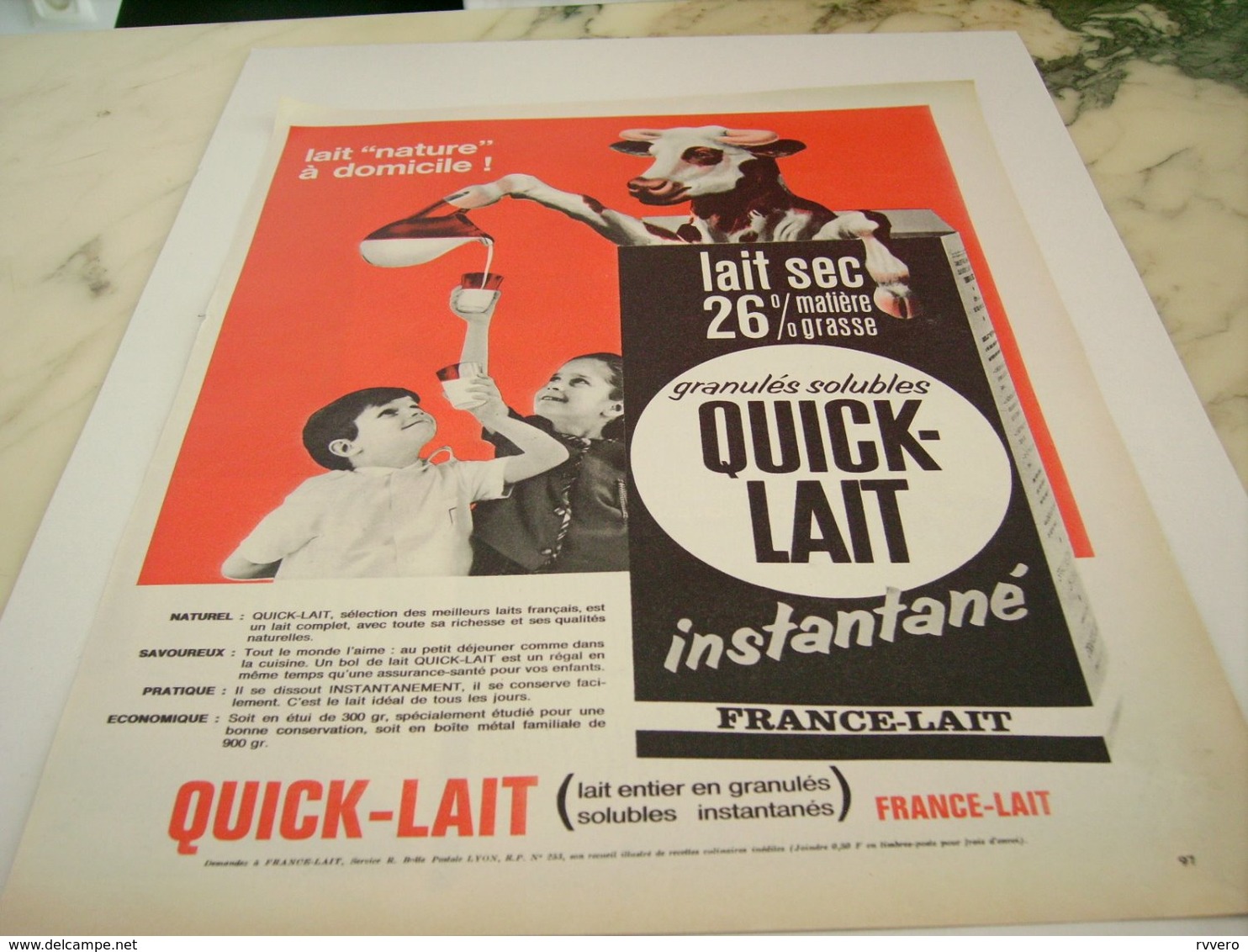 ANCIENNE PUBLICITE QUICK LAIT DE FRANCE LAIT 1964 - Affiches