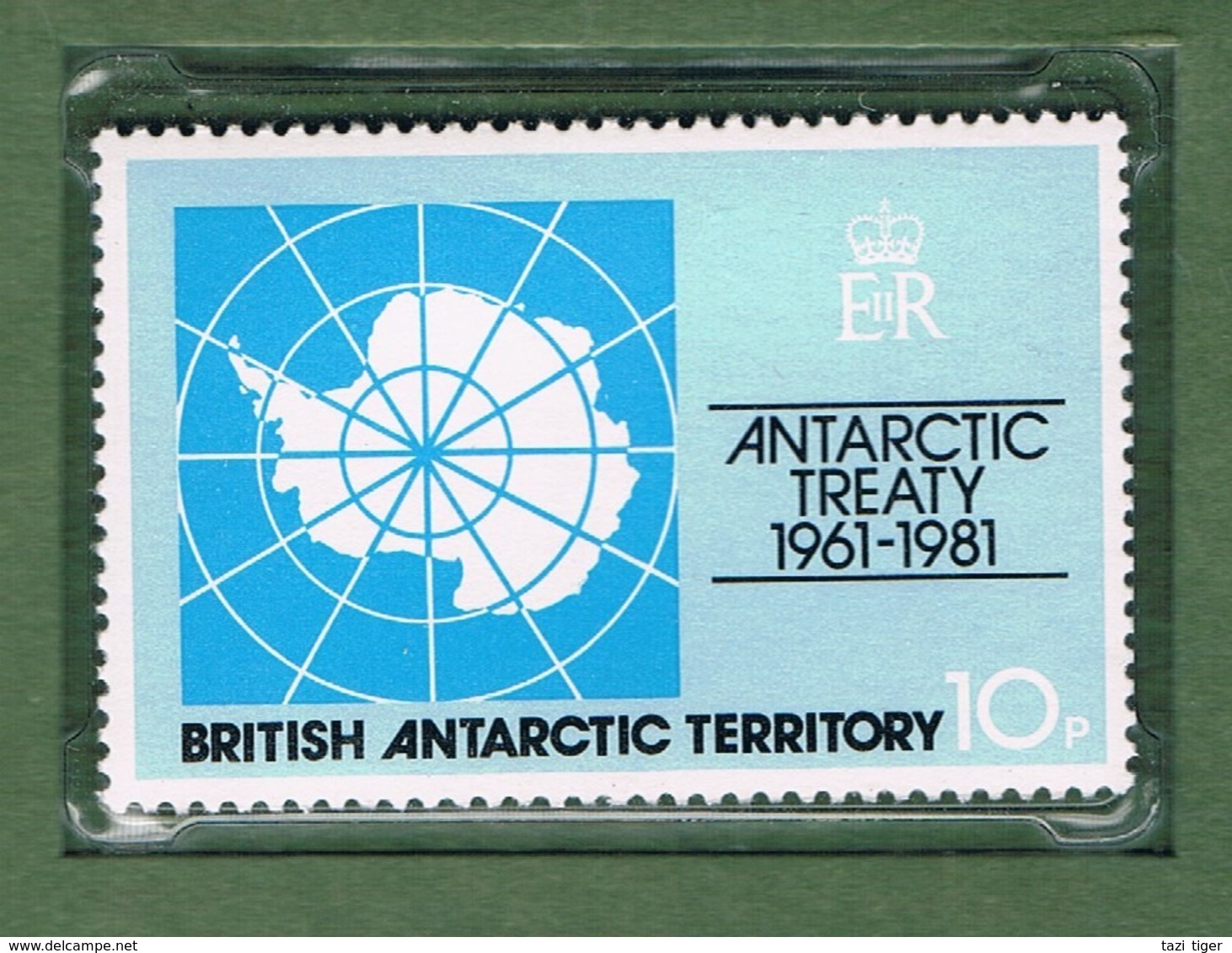 BRITISH ANTARCTIC TERRITORY • 1981 • ANTARCTIC TREATY • Unhinged Stamp, Silver Replica Stamp + First Day Cover - Gebraucht