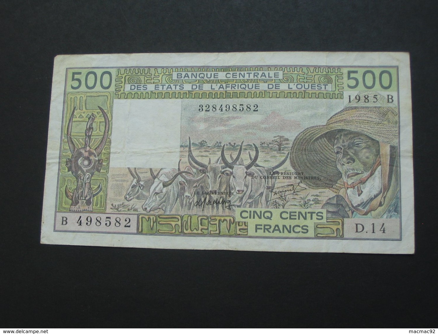 500 Francs 1985 BENIN = B - Banque Centrale Des Etats De L'Afrique De L'Ouest **** EN ACHAT IMMEDIAT **** - Benin