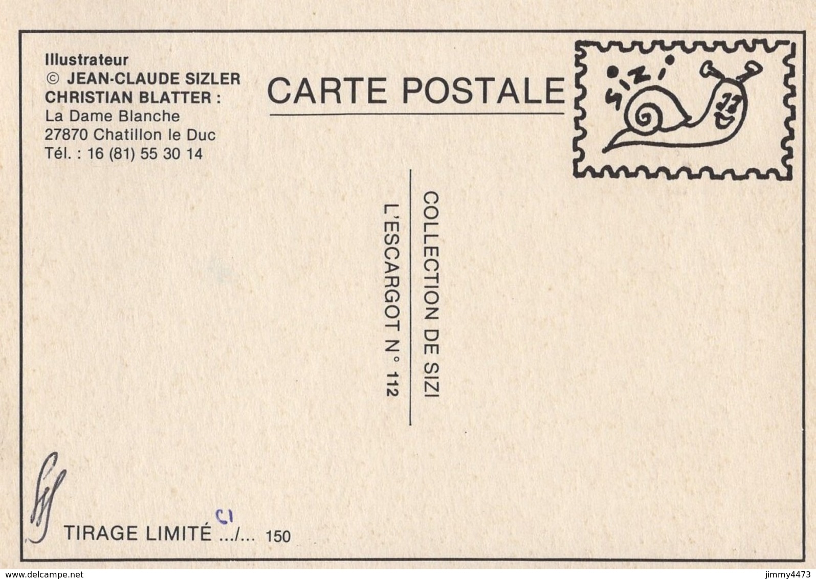 CPM - La Dame Blanche - Illust. Jean Claude Sizier Et Christian Blatter - N° 112 - Coll. De SIZI L'ESCARGOT - Pin-Ups