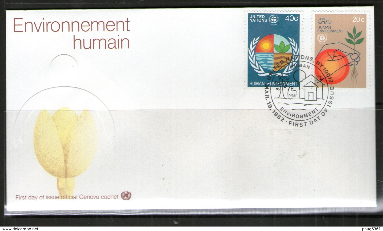 ONU NEW-YORK 1982 FDC ENVIRONNEMENT HUMAIN   YVERT  N°362/63  NEUF MNH** - Autres & Non Classés