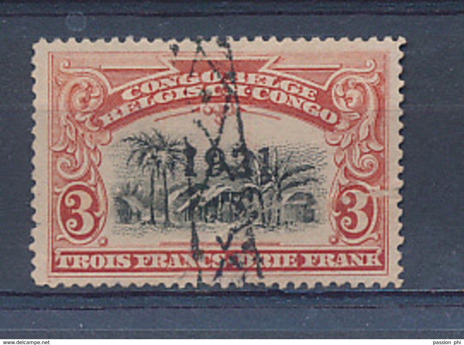 BELGIAN CONGO 1910 ISSUE COB 61 USED LINEAR MARK AT THE ARRIVAL IN BRUSSELS - Gebraucht